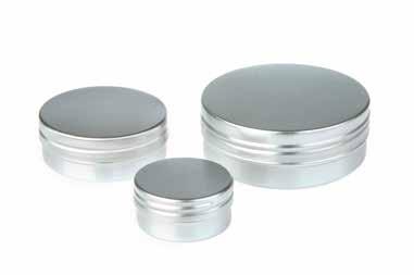 6 Aluminiumtins Round Aluminium Smooth Screw Lid The round aluminium tin container range all feature a smooth screw lid with an internal EPE liner.