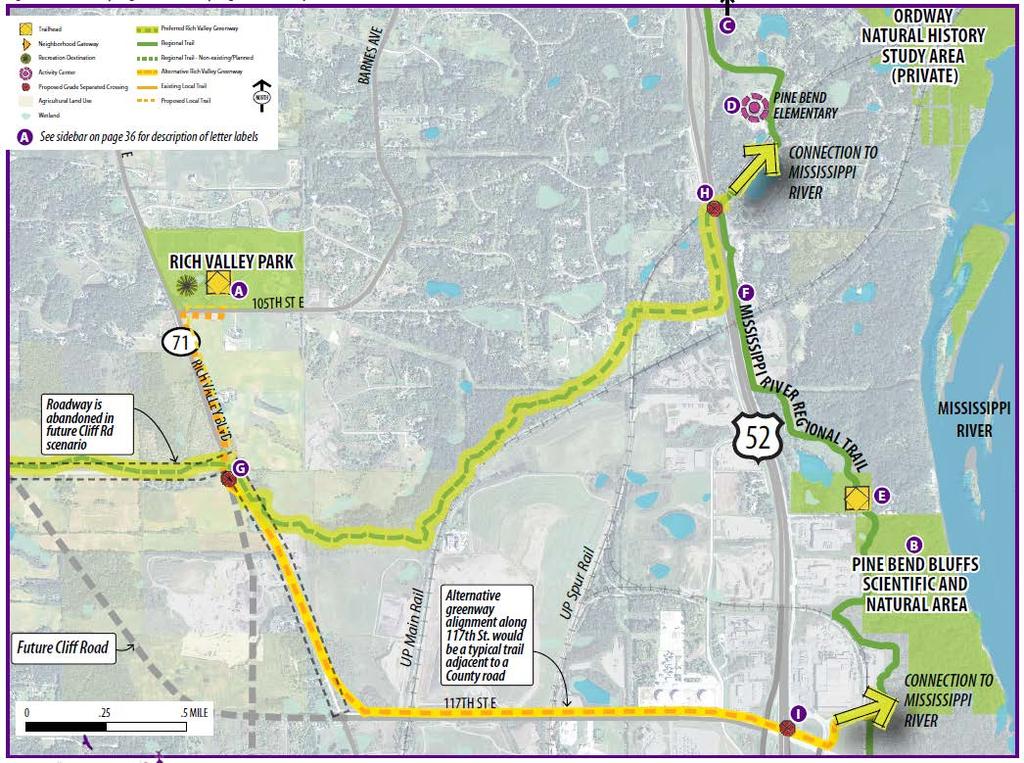 Figure 7: Segment 2 Concept Plan The estimated development costs for the regional trail are $6,295,000. A table detailing development costs can be found in Appendix C.