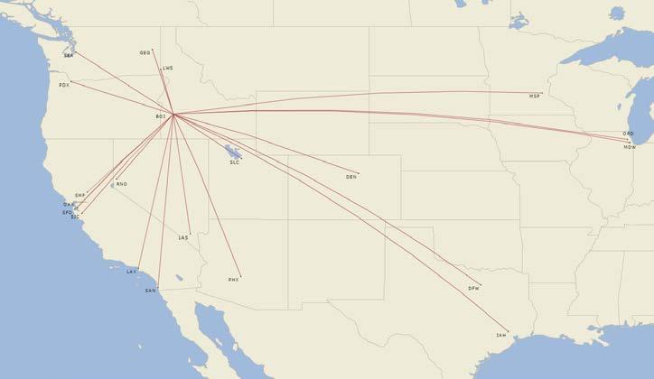 2/ NOTE: 1/ As published in Innovata schedule data as of August 2016. 2/ Major airline hubs are Atlanta (ATL), Denver (DEN), Dallas-Ft.