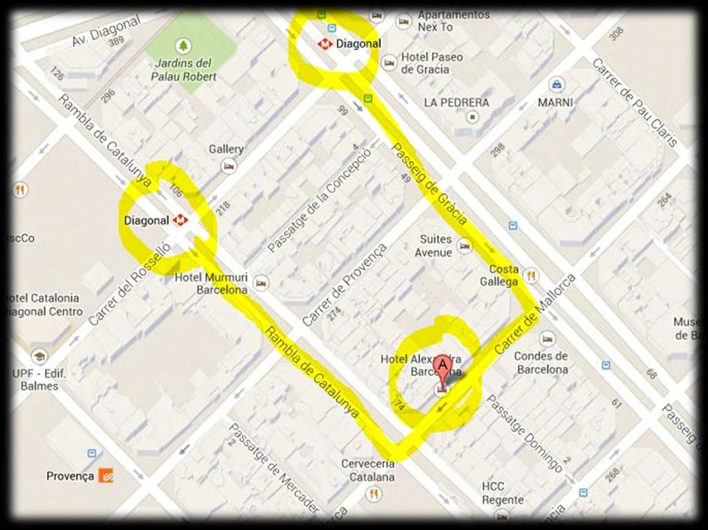From Diagonal Metro Station : There are two exits at Diagonal, Passeig the Gracia
