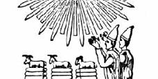 okrugle tonzure. 385 Godine 1854. u Egiptu je pronađen antički hram s crtežima koji prikazuju male okrugle kolačiće na oltaru. Iznad oltara je veliki lik sunca.
