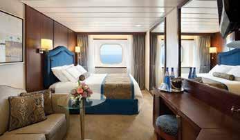 for watchig the ever-chagig paoramas. The coveieces withi each stateroom are just as accommodatig ad iclude a vaity desk, refrigerated mii-bar, breakfast table ad spacious seatig area.