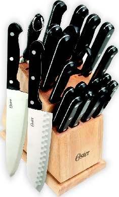 5" Steak Knives x 8 Kitchen Shears Solid Wood Block On A Swivel Base