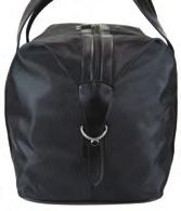 Size 360 x 550 x 210mm XD755 BAGS 59 Overnight bag Black 1200D material overnight bag with matt silver fittings, with leather look