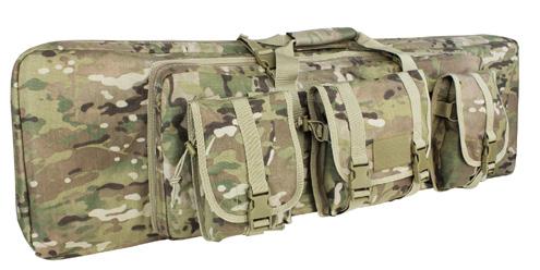 The padded divider separates the two rifles, and the entire case is fully padded for maximum protection.