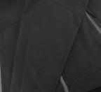Waterproof zippers throughout jacket Water repellent softshell material Fleece-lined hoodie and