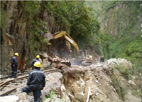 The third phase of the recovery was to repair the blockages between Poroy (KP18) and Ollantaytumbo (KP68) both for materials movement and to be ready for through passenger service once the work at