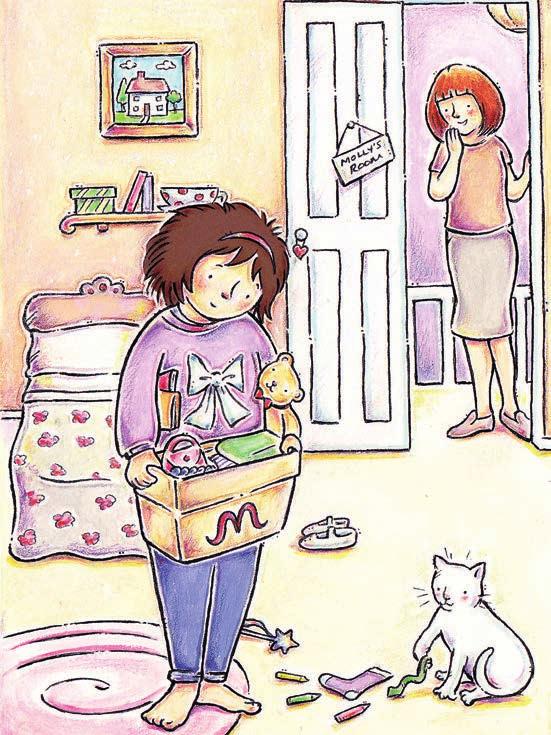 On Thursday, when her mother said, Molly, tidy up!, Molly carried on dancing, making a massive mess of her bedroom. And when Molly went for tea, she ate it super fast and raced back to her bedroom.
