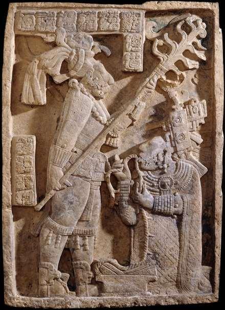 Shield Jaguar and Lady Xoc from Lintel 24, Temple 23