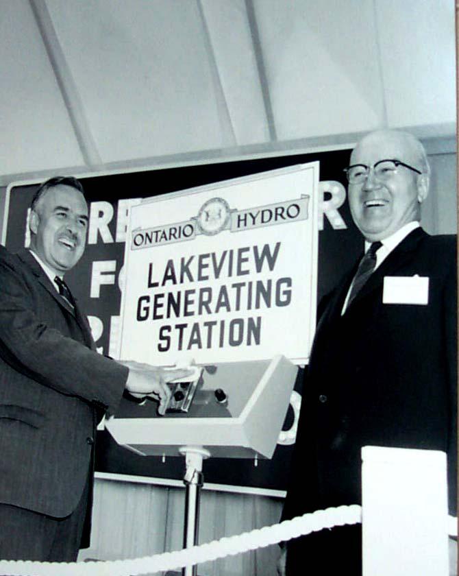 The official opening of the Lakeview Generating Station took place on June 20, 1962, with Prime Minister John Robarts and Ontario Hydro chairman W.