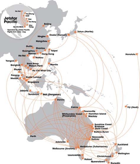 Jetstar Footprint Growing One of the fastest growing airlines in the Asia Pacific region 5 Jetstar brand airlines servicing 17 countries with 57 destinations Combined operating fleet of 86 aircraft 1