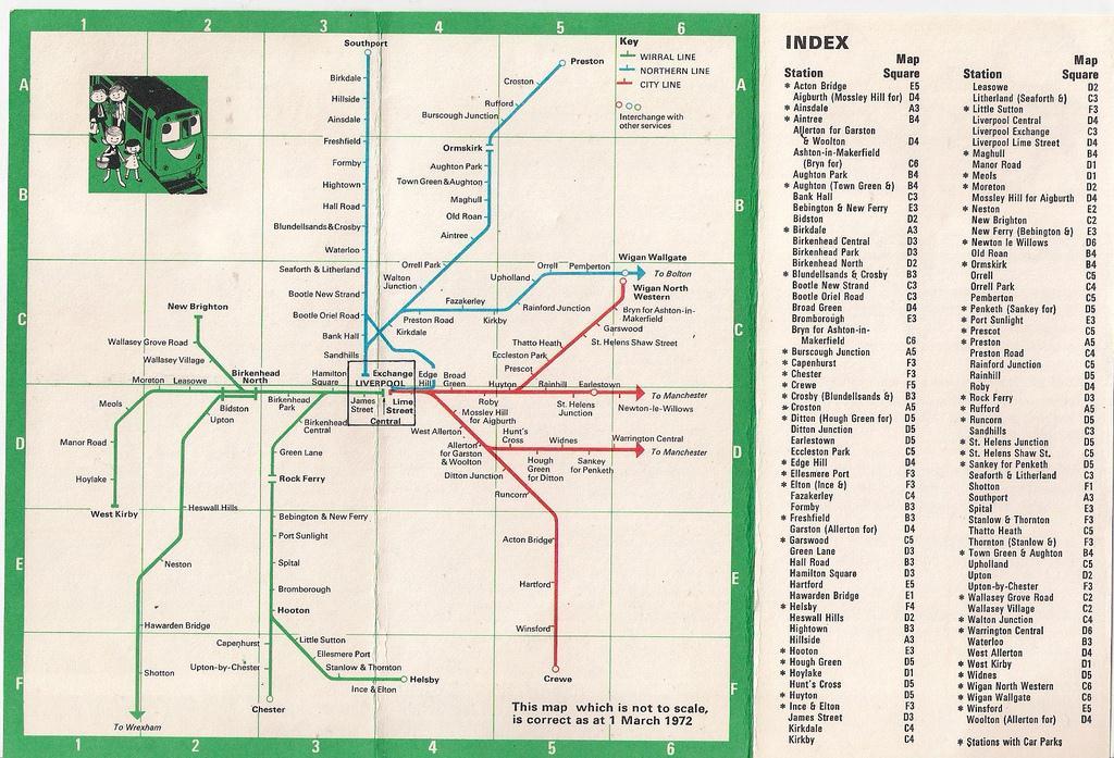 The Merseyrail network that was available to me when I first bought a Merseyrover. Merseyrail line and the former GWR/LNWR main line from Birkenhead Woodside to Chester General.