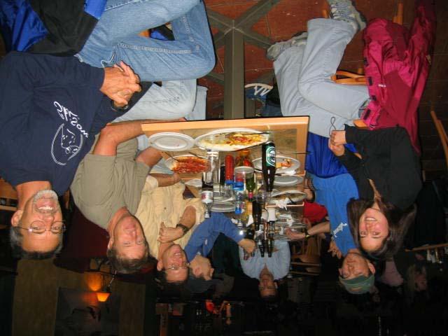 There were 7 clients and 3 guides on this adventure. Here s the crew at dinner in Punta Arenas. From left to right, you can see Dennis, Dan, me, Bob, Jon, Mike and Lindsay.