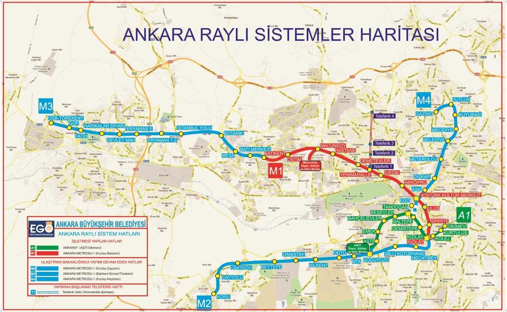 Ankara Metro Map (present