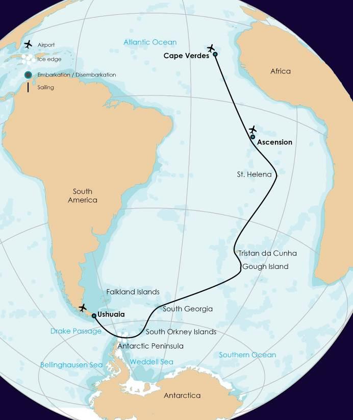 Atlantic Odyssey 2015/2016 All itineraries are for guidance only. Programs may vary depending on local ice and weather conditions and in order to take advantage of opportunities to see wildlife.