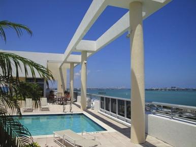 Amenities: Modern lobby with Italian furniture, fully equipped terrace with 360-degree views of Biscayne Bay and the Atlantic Ocean, large heated infinity pool, deck and sun
