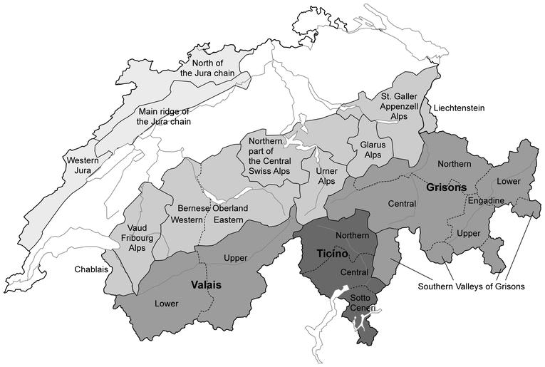 Avalanche Bulletin Interpretation Guide 47 Major political regions The Grisons southern valleys