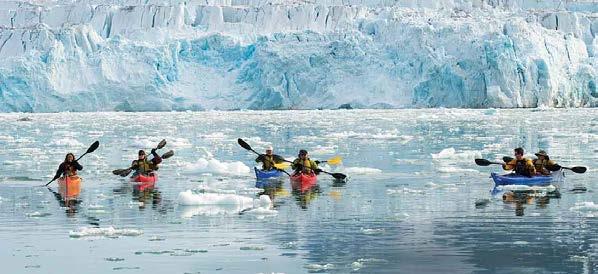 Spitsbergen is ideal for icy kayaking encounters; A.