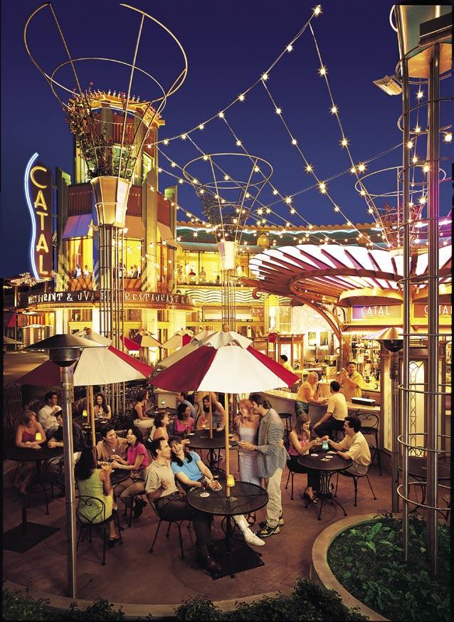 The Downtown Disney District encompasses 300,000 square feet and is inspired by famous European shopping and theatre districts like Copenhagen s Strøget and Italy s Tivoli Gardens.