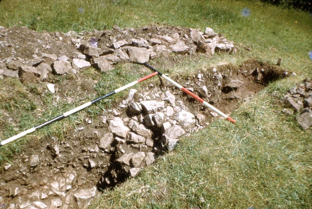 core of laid stones with a spread of collapse on either side.