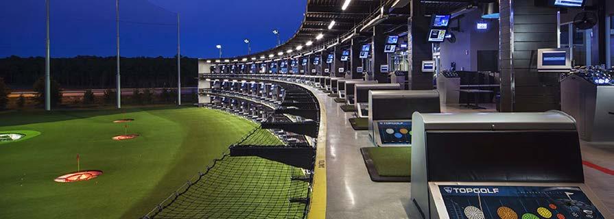 It features golf games from a three story driving range with