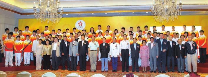SHKP support for the 2008 Beijing Olympics: (top) sponsoring a luncheon for mainland gold medalists (above, left to right) Vice Chairman & Managing Director