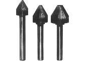 Cone shape 60 included angle ground bur style V Stocked in medium cut Ground burs with 1 /4 in./6 mm shanks V7 V10 Medium Ref. Dia Included Cat. UPC Weight Shank No.