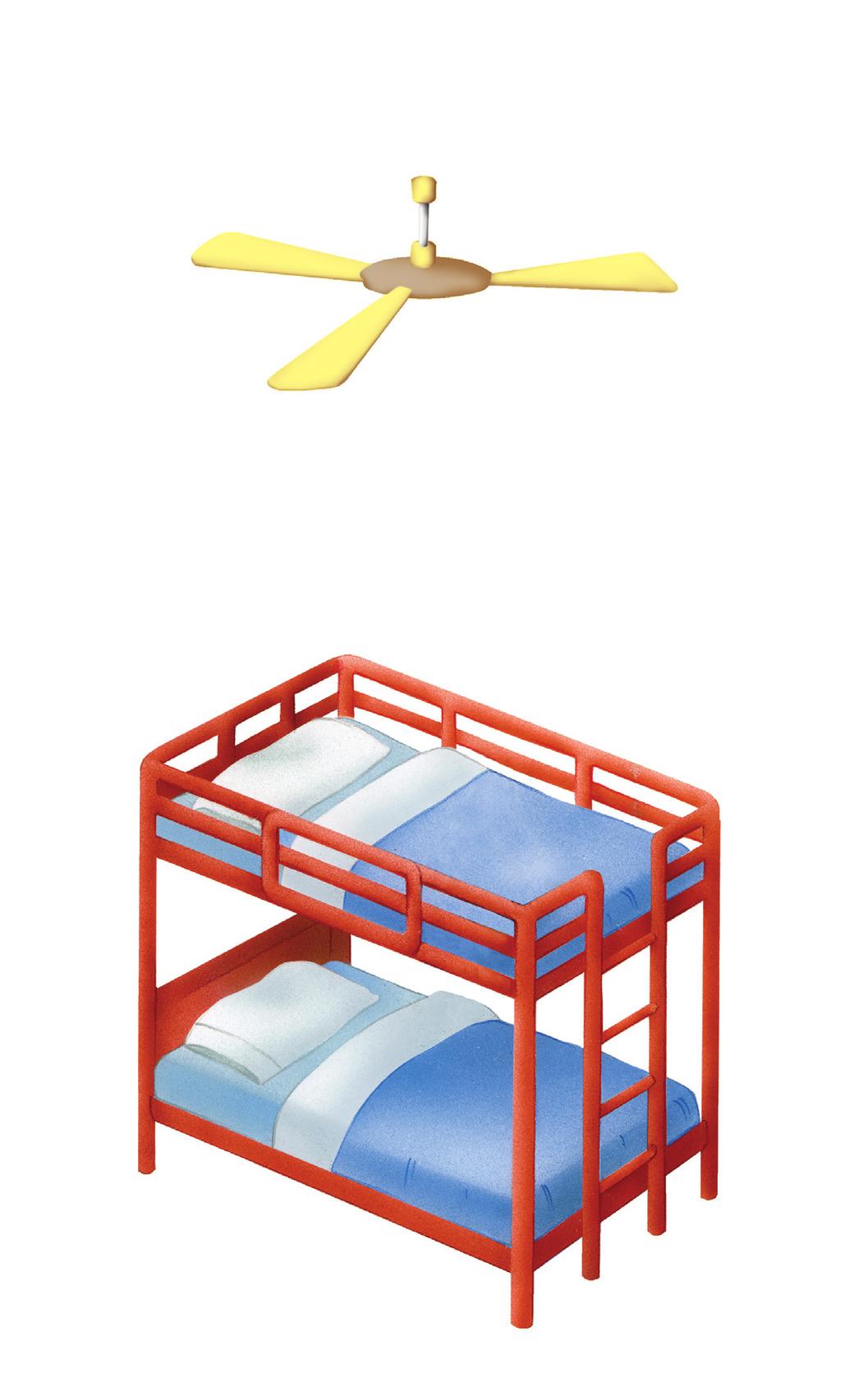 Critical compliance requirements Overview of safe gaps on bunk beds At least 2 m of clearance between ceiling fan and bunk bed. No gaps of between 95 mm and 230 mm.