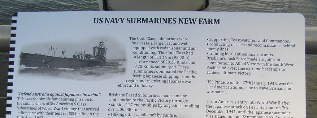 17.P514071: Plaque story of the USN Submarines of the WWII Sub Base, at New Farm, Brisbane.