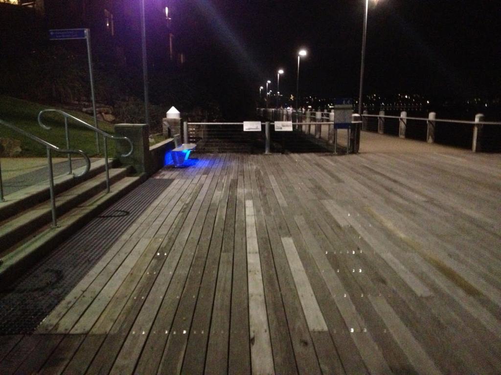 11.IMG0522: The Trail s main deck at night, showing another blue-lit seat dedicated