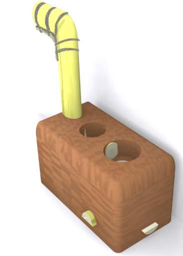 Bend the stem as shown in figure 26. Use banana fibres or sisal strings to fasten the bent banana stem to form a corner in the chimney mould. Fig.