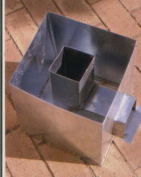 (The 3CR12 elbow shown here is the Single Pot Rocket version*). Option 3: 100 mm by 3 mm mild steel square tube Price in South Africa: is approx 20 Rand per combustion chamber.