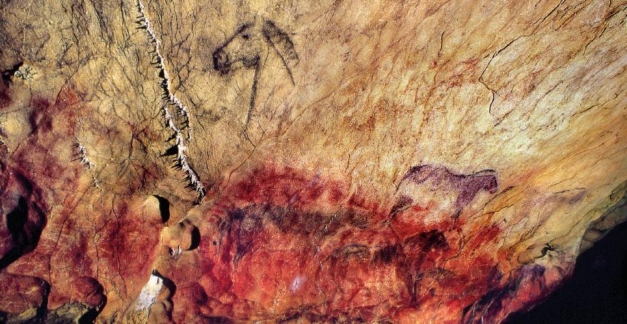 AREA 4 A canvas over 20,000 years old The first examples of cave art are found near the occupied area at the old entrance and, like the rest of the specimens, in a post protected from the natural