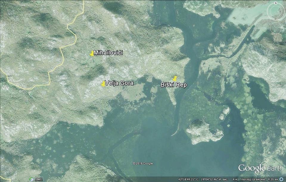 Skadar Lake National Park Area Affected, with Mihailovici detailled Google Maps location: https://www.google.co.uk/maps/place/velja+gora/@42.3180439,19.0906187,13z/data=!