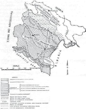 21 Montenegro Floods between 1848 and 1858 and in 1896 diverted the Drin River (Albania), whose watershed is around 14,000 km 2, towards the west into the Buna-Bojana River, a few hundred meters from