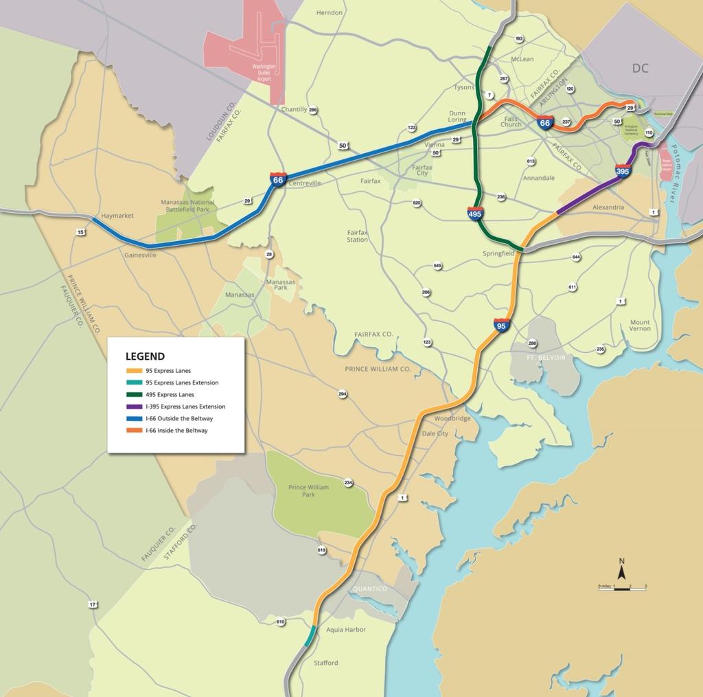 Northern Virginia Express Lanes Network By 2022, a 90+ mile seamless network of express lanes will