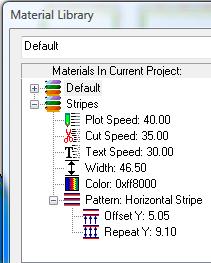 Patterns: When you specify striped When you specify striped fabric, each of the patterns saved by the program will have a reference line set to Alignment Attribute at one of the stripe locations.