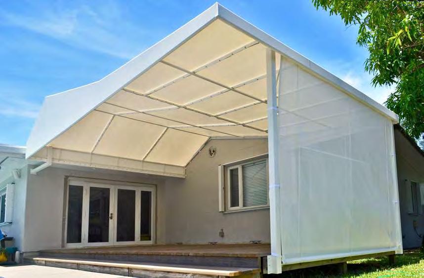 A Cantilevered Slope awning provides sun and rain protection allowing