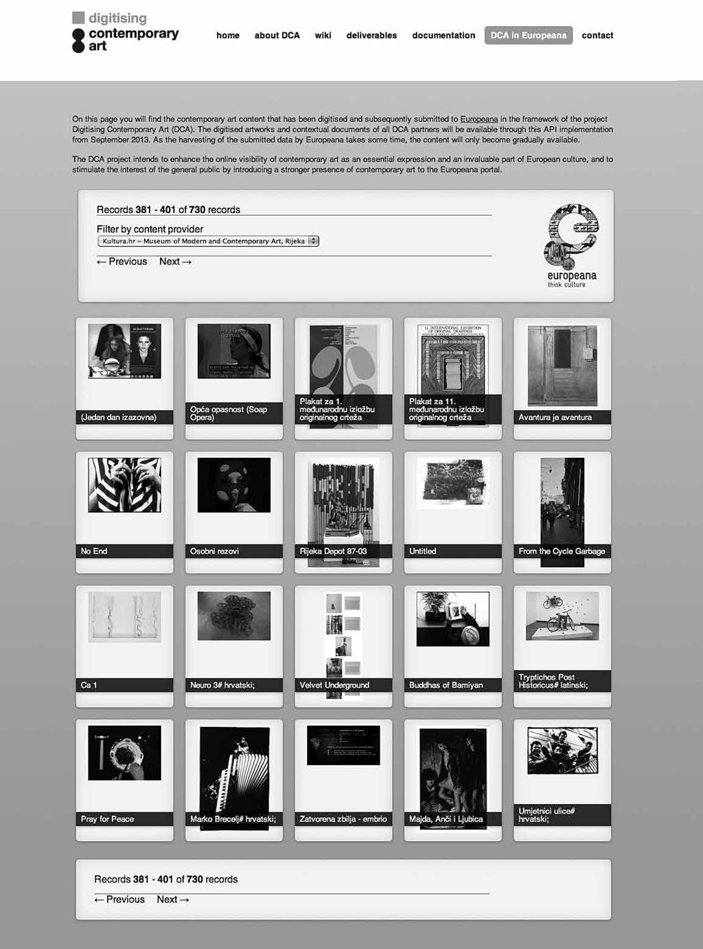 40 sl.2. Muzej moderne i suvremene umjetnosti u sklopu DCA na Europeani. (screenshot preuzet s www.digitisingcontemporaryart. eu/collections) 5.