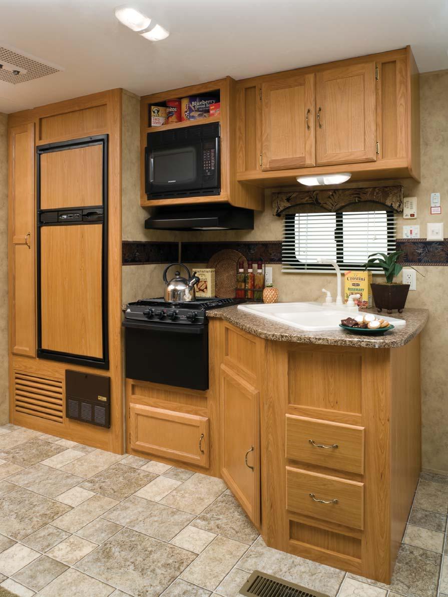 Hideout s kitchen has been outfitted with taller cabinets improving the volume