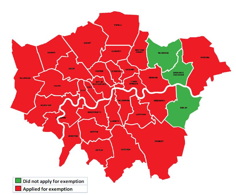 Exemptions London Borough Applications All London Boroughs applied for