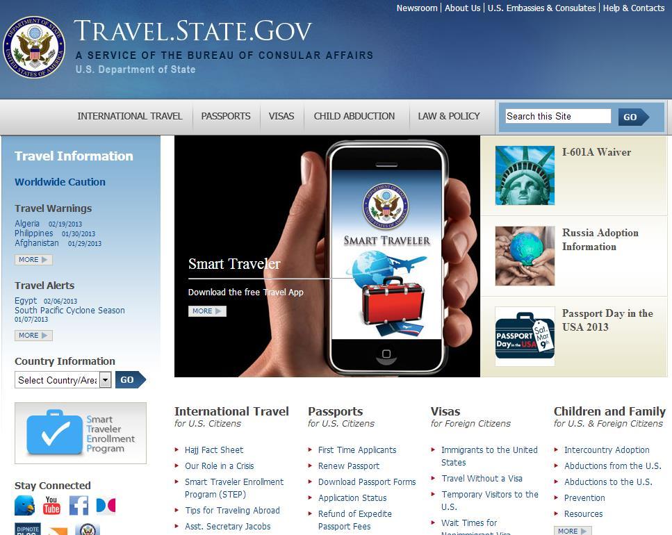 dept. of state travel