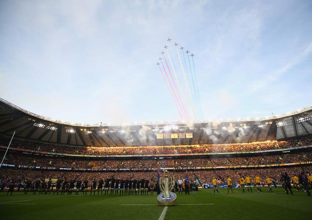 Join the front row to experience Rugby World Cup 2019, Japan Photo: New Zealand and Australian teams line