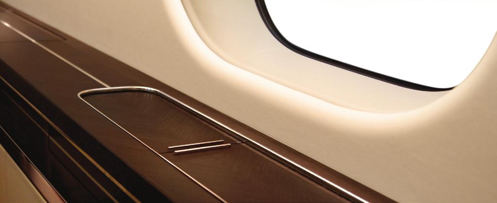 Adjacent to each fully-trackable seat are windows 80 percent larger than on previous Global aircraft and side ledges that combine intricate