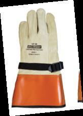 Each protector for Class 1-4 gloves are equipped with a nonmetallic buckle on the pull strap and an extra wide