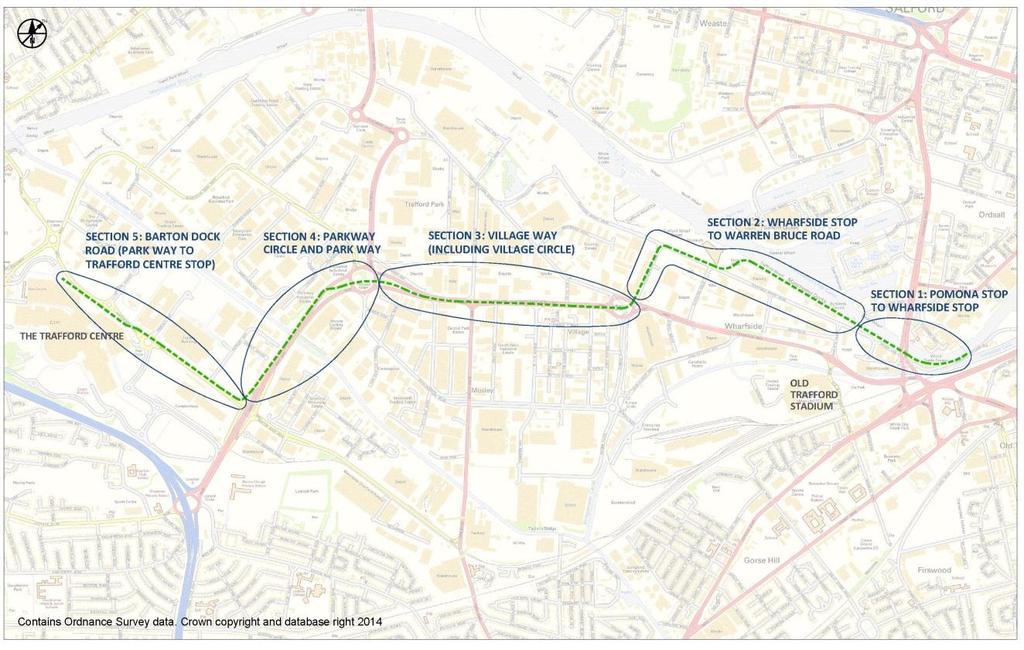 3.1.9 For the purposes of describing the proposed TPL route and assessing its impacts, the anticipated route corridor has been broken down into the five sections described below and shown in Figure 3.