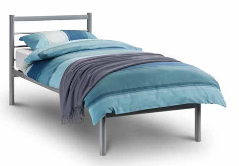lpen lpen Bed in luminium Finish with Sprung Slatted Base (76 x 190 cm, 90