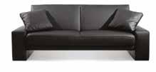 Manhattan Sofa Bed pholstered in Dark Brown or Black Soft Touch Faux Leather. Legs in Brushed Metal Finish.