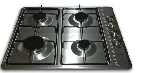ELECTRICL PPLINCES HOBS & COOKER HOODS Stainless Steel Gas Hob Product Specification: Fuel type: LPG Control location: Side controls Number of rings: 4 Pan support material: Enamel Flame failure