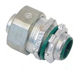 Malleable Liquidtight Fittings - Insulated AFC Fittings 27 Tapered threaded male hub - NPT Compact, slim diameter Steel locknut Liquidtight/Raintight/Oiltight/Concrete tight Suitable for wet